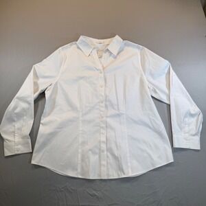 Chicos No-Iron White Button Down Shirt Long Sleeve Cotton Blouse Women's Size 3